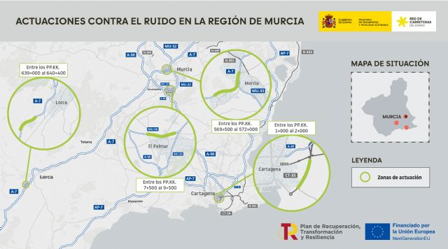 Transportes finaliza los trabajos para reducir el ruido en 1,3 kilómetros de autovías de Murcia tras invertir 3 millones de euros