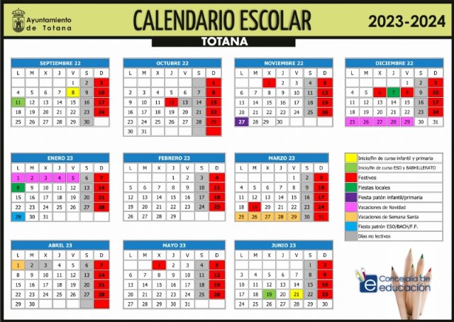 El curso escolar 2023/24 en el municipio de Totana comenzará en Educación Infantil y Primaria el próximo 8 de septiembre