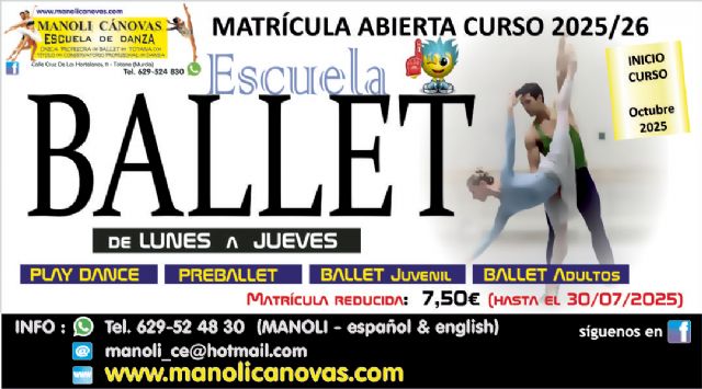 La Escuela de Danza Manoli Cánovas abre el plazo de matrícula para el curso 2025-26