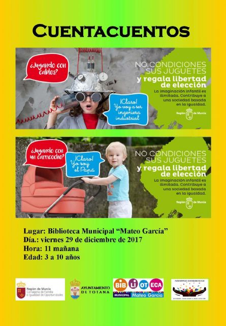 La Biblioteca Municipal 'Mateo García' celebrará dos sesiones de Cuentacuentos en un ámbito de lectura navideña y contra el uso sexista de los juguetes