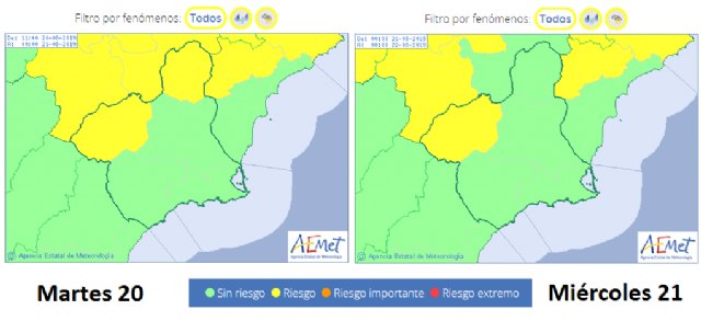 Protección Civil Totana avisa de que regresan las tormentas a la Región de Murcia
