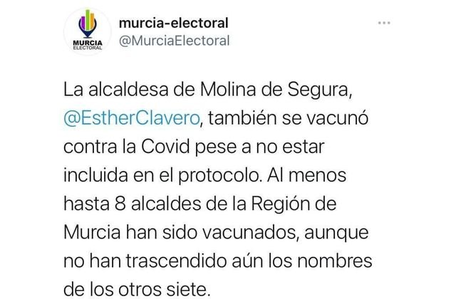 El Alcalde de Totana manifiesta que ni se ha vacunado y ni se le ha pasado por la imaginación hacerlo