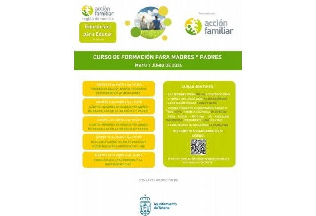Comienza la 11ª edición de la Escuela para Padres y Madres on line 'Educarnos para educar', organizada por el Servicio Municipal de Prevención de Drogodependencias
