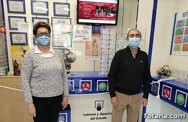 Totana vende parte de un quinto premio de la Lotería de Navidad