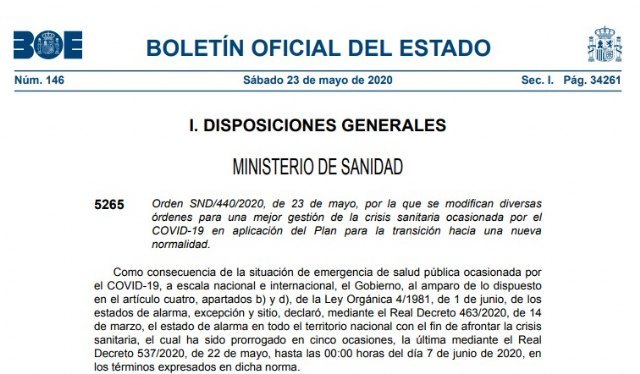 El BOE habilita al Gobierno regional a realizar los trámites oportunos para decidir, siguiendo criterios sanitarios, la fase de desescalada más oportuna para el municipio de Totana