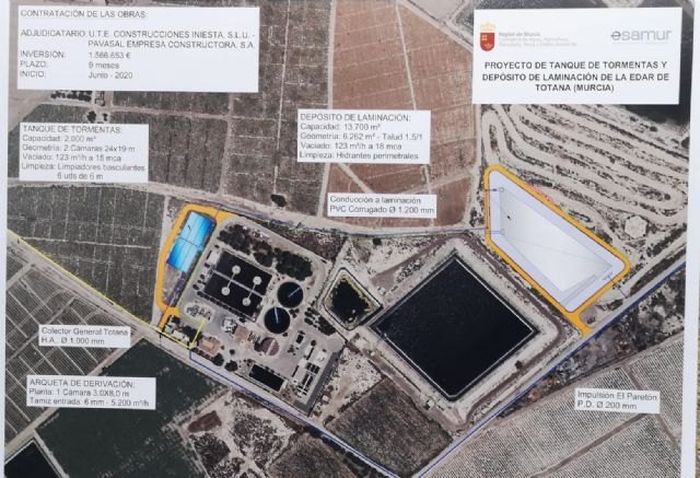 El consejero de Agua y Agricultura visita la finalización de las obras del tanque de tormentas y laminación de caudales junto a la depuradora de Totana