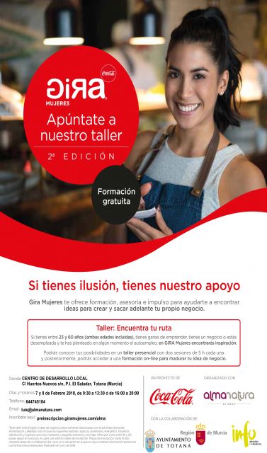 'Coca-Cola' organiza en Totana los días 7 y 8 de febrero el taller 'Encuentra tu ruta' dentro del programa 'Gira Mujeres'