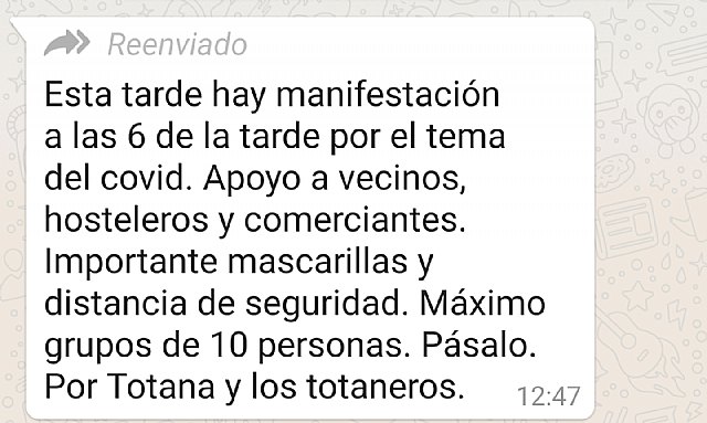 Los Hosteleros de Totana aclaran que no han convocado ningún tipo de manifestación para esta tarde