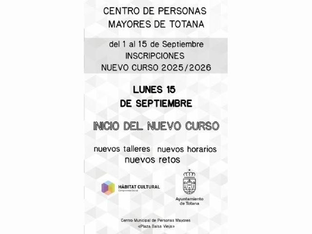 El Programa de Dinamización de los Centros Municipales de Personas Mayores arranca en septiembre con 6 talleres en Totana y 2 en El Paretón