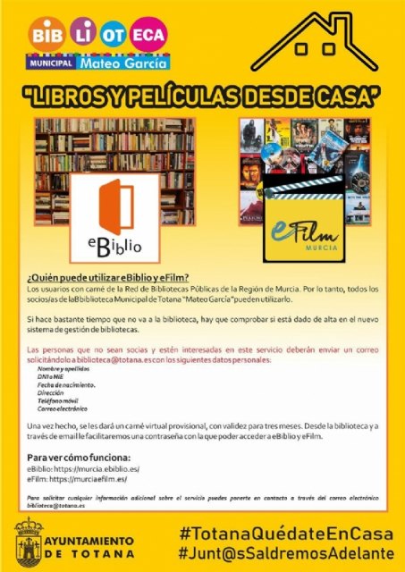 La Biblioteca Municipal “Mateo García” te ofrece dos interesantes alternativas para el entretenimiento y la cultura en casa
