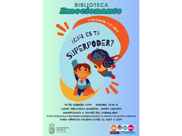 Este viernes 28 de febrero, en la Biblioteca Municipal 'Mateo García' organiza la actividad '¿Cuál es tu superpoder?'