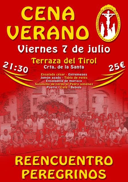 La Hermandad de Jesús en el Calvario celebrará su tradicional Cena de Verano el viernes 7 de julio
