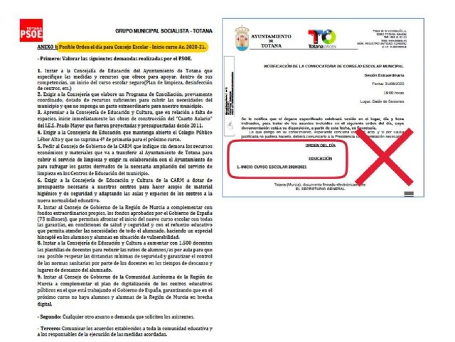 PSOE: El concejal de Educación va a remolque e ignora por completo los avisos del PSOE