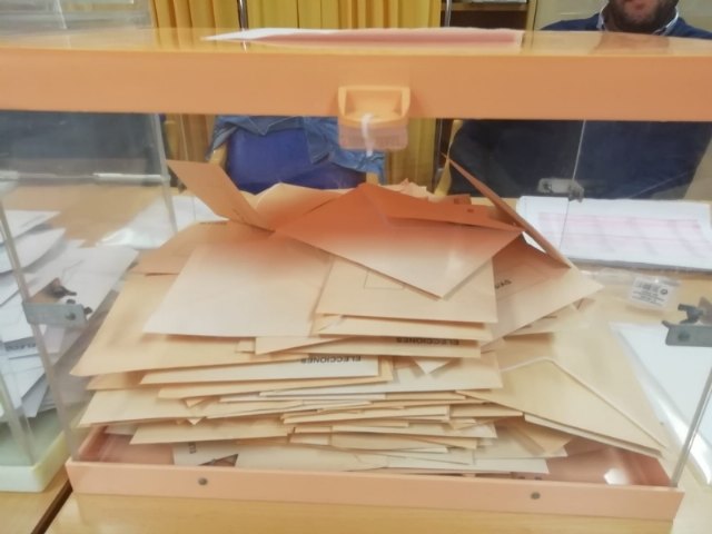 La jornada electoral se desarrolla con total normalidad en Totana, en la que se registra una participación total del 72,49%