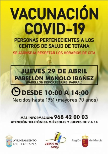 Salud Pública convoca a las personas nacidas entre 1951 y 1941, ambos incluidos, a vacunación con Pfizer este jueves