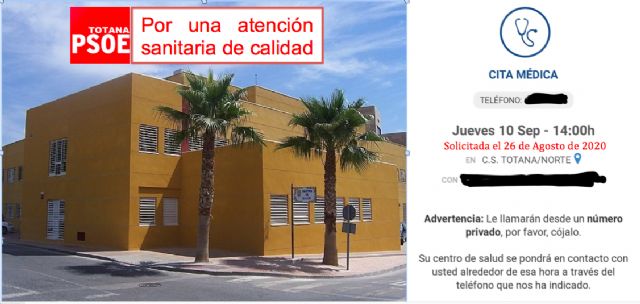 El PSOE de Totana pide al Equipo de Gobierno soluciones para Sanidad