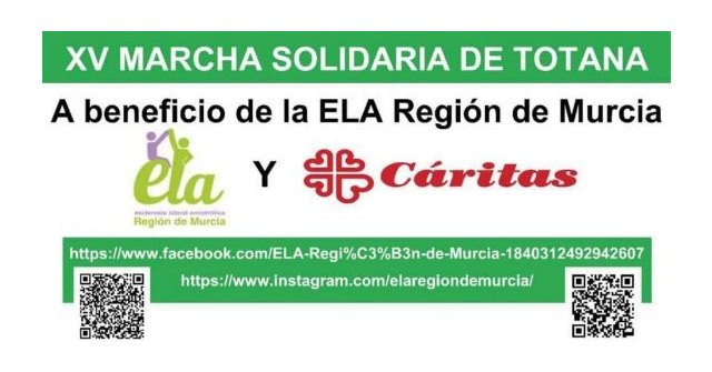 Este domingo 2 de octubre se celebra la XV Marcha Solidaria de Totana a beneficio de las asociaciones ELA Región de Murcia y Cáritas