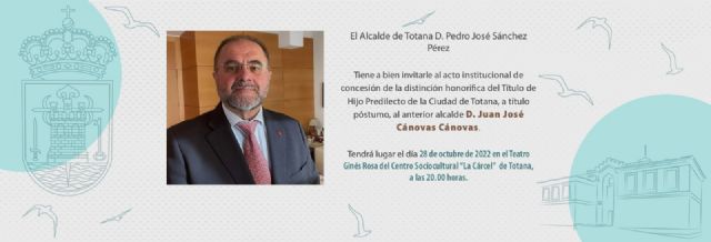 Ganar Totana-IU invita al pueblo de Totana a asistir al homenaje a Juan José Cánovas