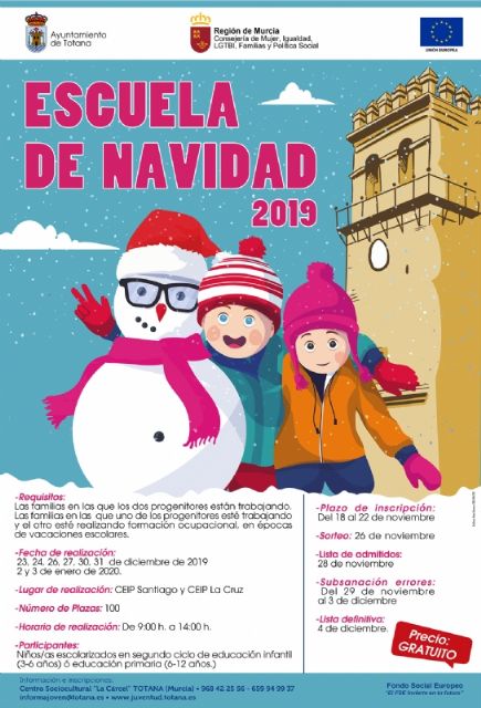 Admitidas todas las solicitudes de la Escuela de Navidad 2019, al no superarse el límite de 100 inscripciones
