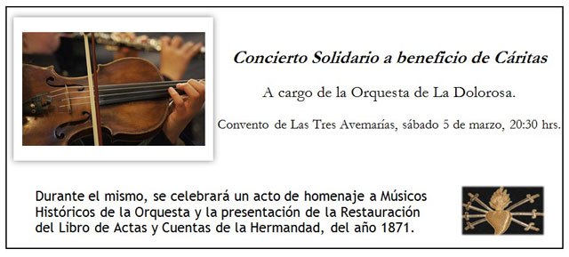 La Hdad. Nuestra Señora de los Dolores organiza un concierto solidario