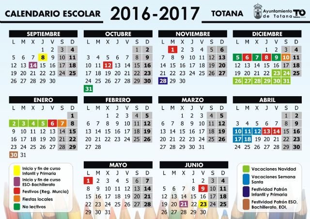 El próximo curso escolar 2016/17 comenzará el 8 de septiembre en Educación Infantil y Primaria