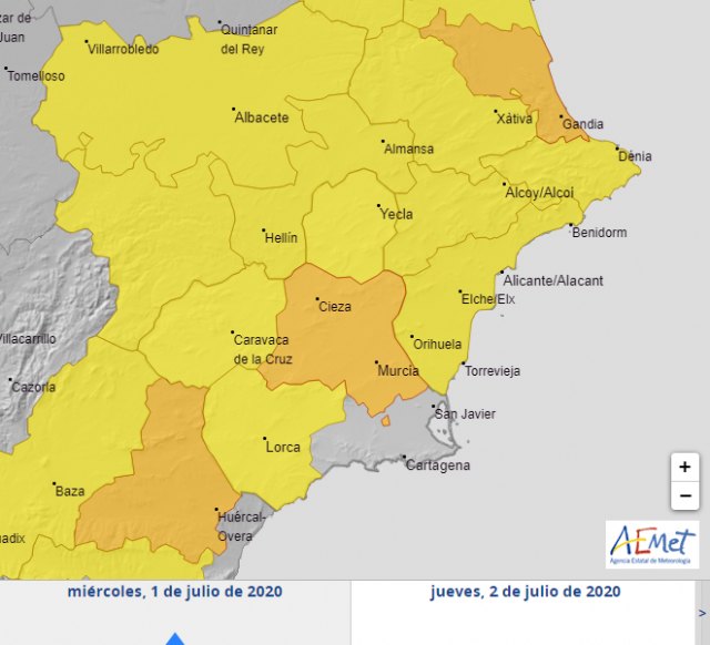 Primer episodio de fuerte calor en la Región de Murcia de 2020