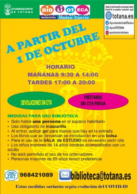 Mañana se amplían los servicios horarios de la Biblioteca Municipal “Mateo García” y la Sala de Estudio del Centro Sociocultural “La Cárcel”