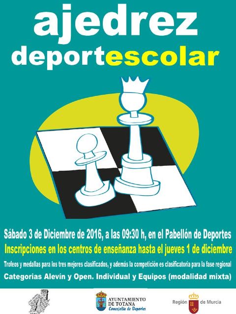 El próximo sábado tendrá lugar la fase local de ajedrez de Deporte Escolar