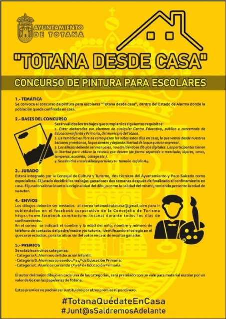 Cultura organiza el Concurso de Pintura para Escolares dentro del programa “Totana desde casa”
