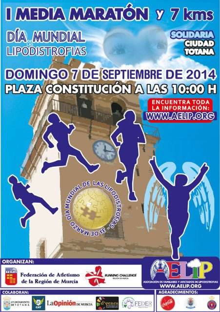 Comunicado oficial D´Genes y AELIP: Aplazamiento al 7 de septiembre de 2014 de la I Media Maratón Solidaria 'Ciudad de Totana'