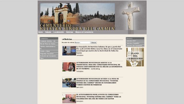 La página web del Cementerio municipal 'Nuestra Señora del  Carmen' de Totana recibe una media de unas 340 visitas de usuarios al día
