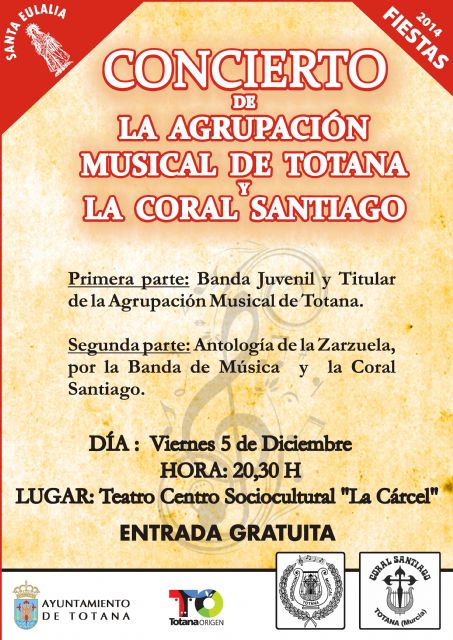 La Coral Santiago y la Agrupación Musical ofrecerán su tradicional concierto 'Antología de la Zarzuela' el próximo viernes 5 de diciembre de 2014