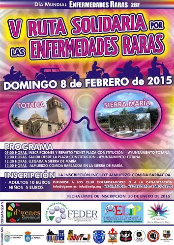 El 8 de febrero tendrá lugar la V ruta por las Enfermedades Raras entre Totana y Sierra de María