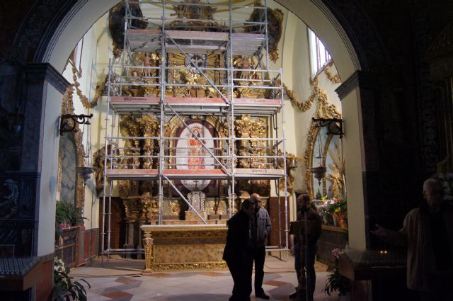 Comienzan las obras de la restauración del Retablo Mayor del Santuario de Santa Eulalia