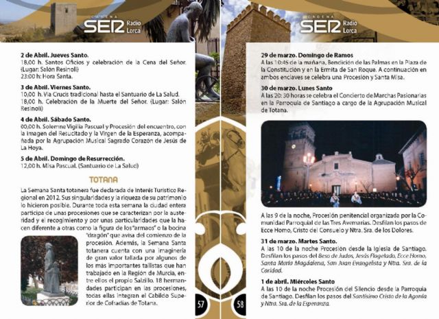 La Semana Santa de Totana vuelve a promocionarse en la 'Agenda SER Nazarenos' que edita Radio Lorca Cadena Ser en la Comarca del Guadalentín