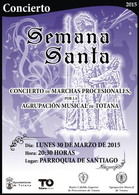 La Agrupación Musical de Totana protagoniza esta tarde el concierto de marchas procesionales