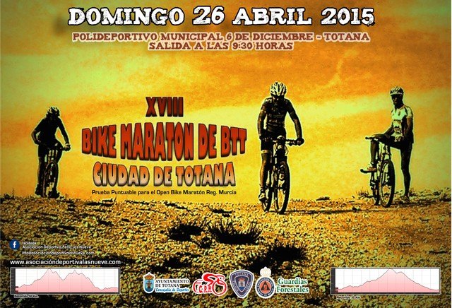 El XVIII Bike Maratón Ciudad de Totana tendrá lugar el próximo domingo 26 de abril