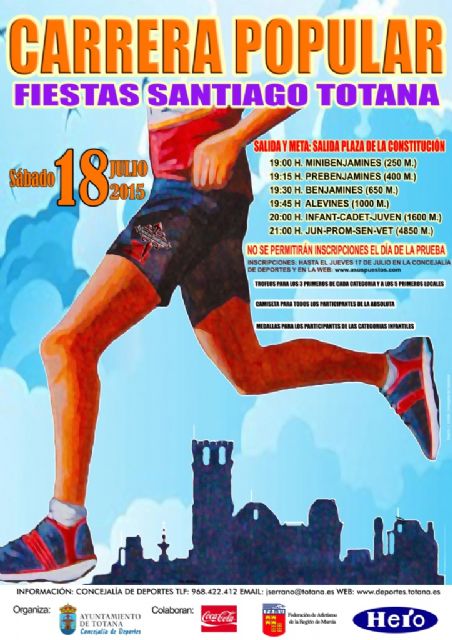 Hasta el 16 de julio se pueden inscribir los atletas interesados en participar en la Carrera Popular 'Fiestas de Santiago'