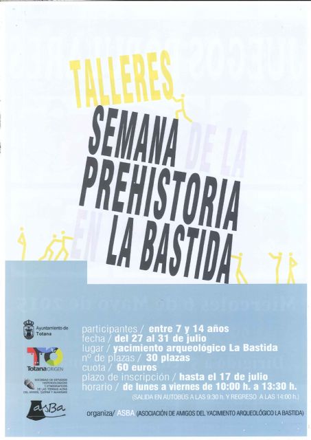 Se amplía el plazo de inscripción para participar en la 'Semana de la Prehistoria en La Bastida'