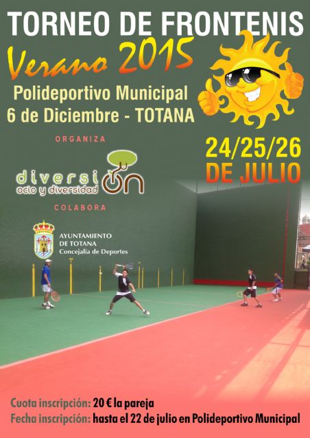 El Polideportivo Municipal '6 de diciembre' acogerá los próximos días 24, 25 y 26 de julio el Torneo de Frontenis 'Verano´2015'