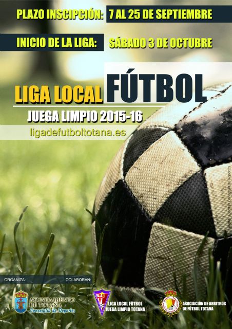 El plazo de inscripción para Liga Local de Fútbol 'Juega Limpio' 2015/2016 se abrirá a partir del día 7 de septiembre