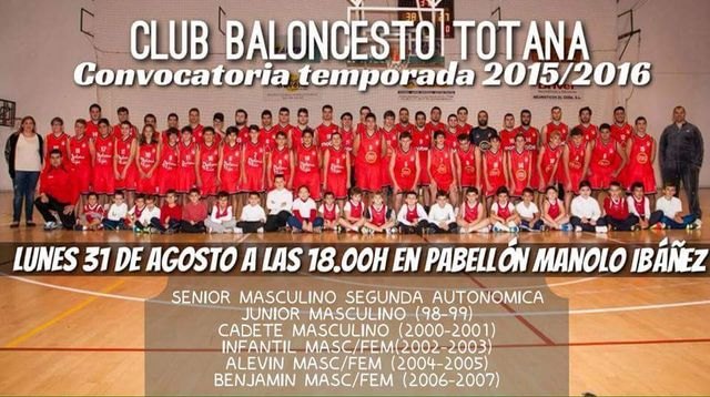 El Club Baloncesto Totana comienza una nueva temporada el próximo lunes