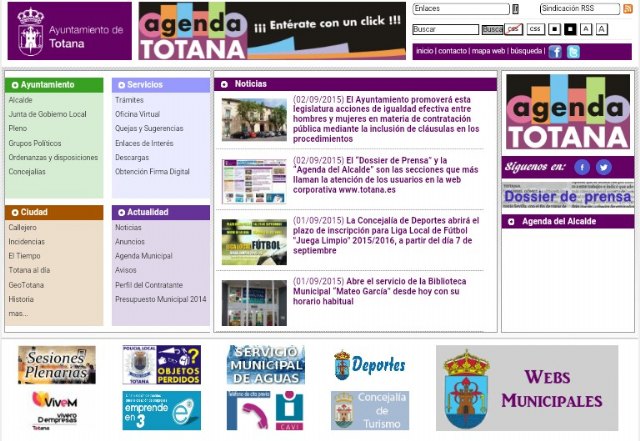 El 'Dossier de Prensa' y la 'Agenda del Alcalde' son las secciones que más llaman la atención de los usuarios en la web del ayuntamiento