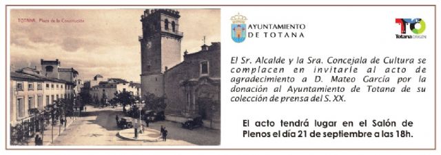 El escritor y Cronista Oficial de la Ciudad, Mateo García, donará al Archivo Municipal una colección de prensa del siglo XX