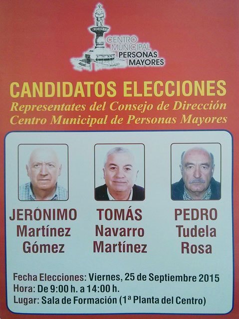 Las elecciones al Consejo de Dirección del Centro Municipal de Personas Mayores se celebran este viernes, día 25