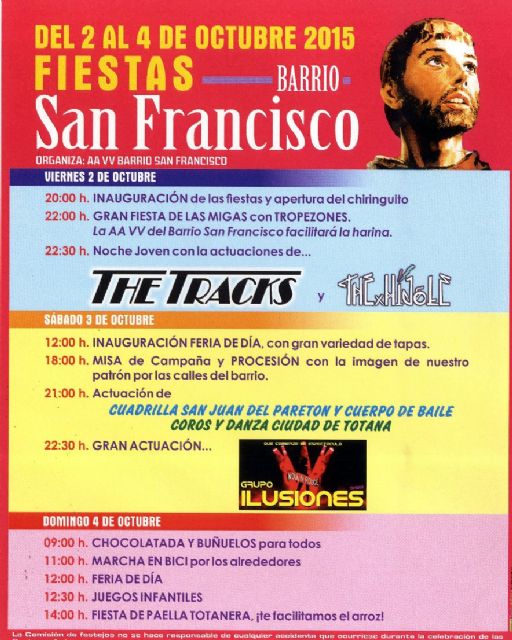Las fiestas del barrio de San Francisco se celebran del 2 al 4 de octubre