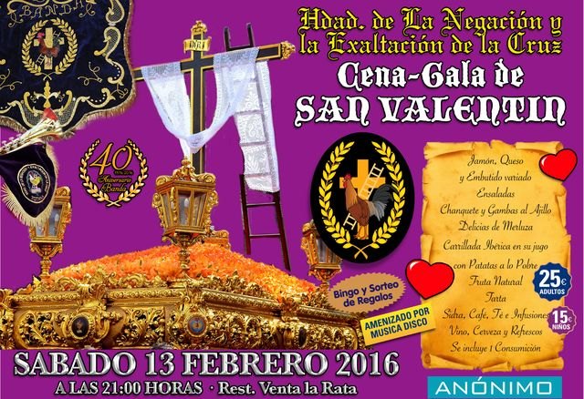 La Hermandad de la Negación organiza una cena-gala San Valentin 2016