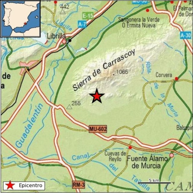 Un terremoto de magnitud 3.3 con epicentro en Librilla se deja sentir en Totana