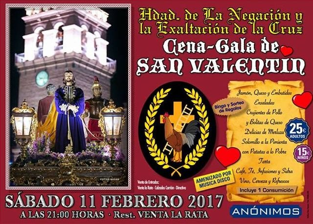La Hermandad de la Negación organiza una Cena-gala de San Valentin, que tendrá lugar el próximo 11 de febrero