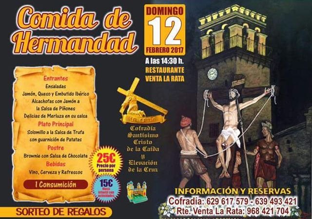 La Cofradía de 'La Caída' organiza una comida de hermandad, que tendrá lugar el próximo 12 de febrero